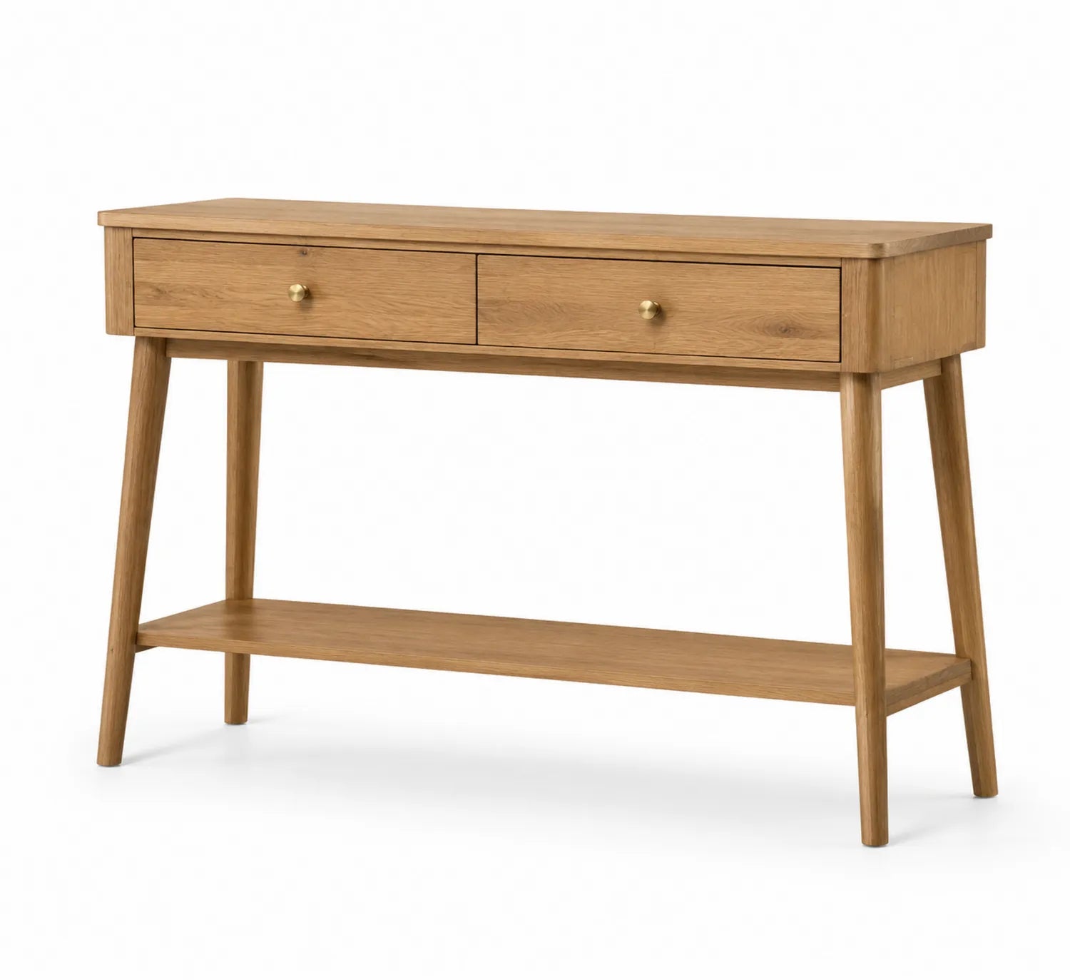 Consolle in Legno Rovere con Cassetti e Ripiano Inferiore