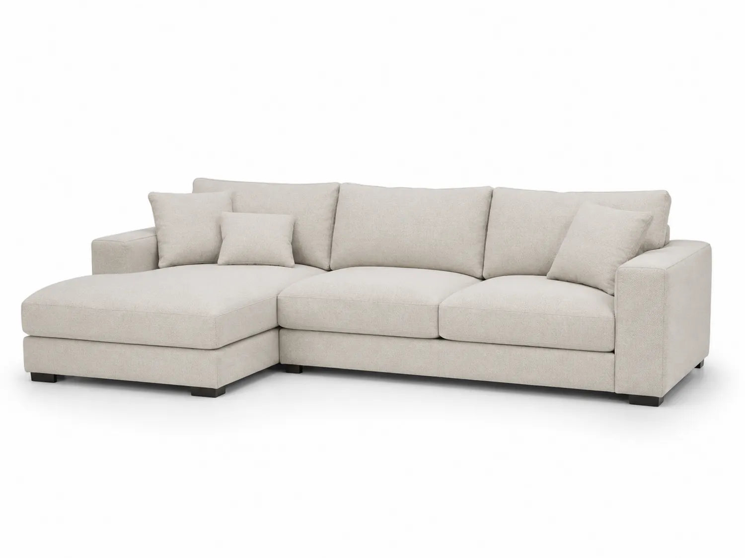 Divano angolare in tessuto con chaise longue beige
