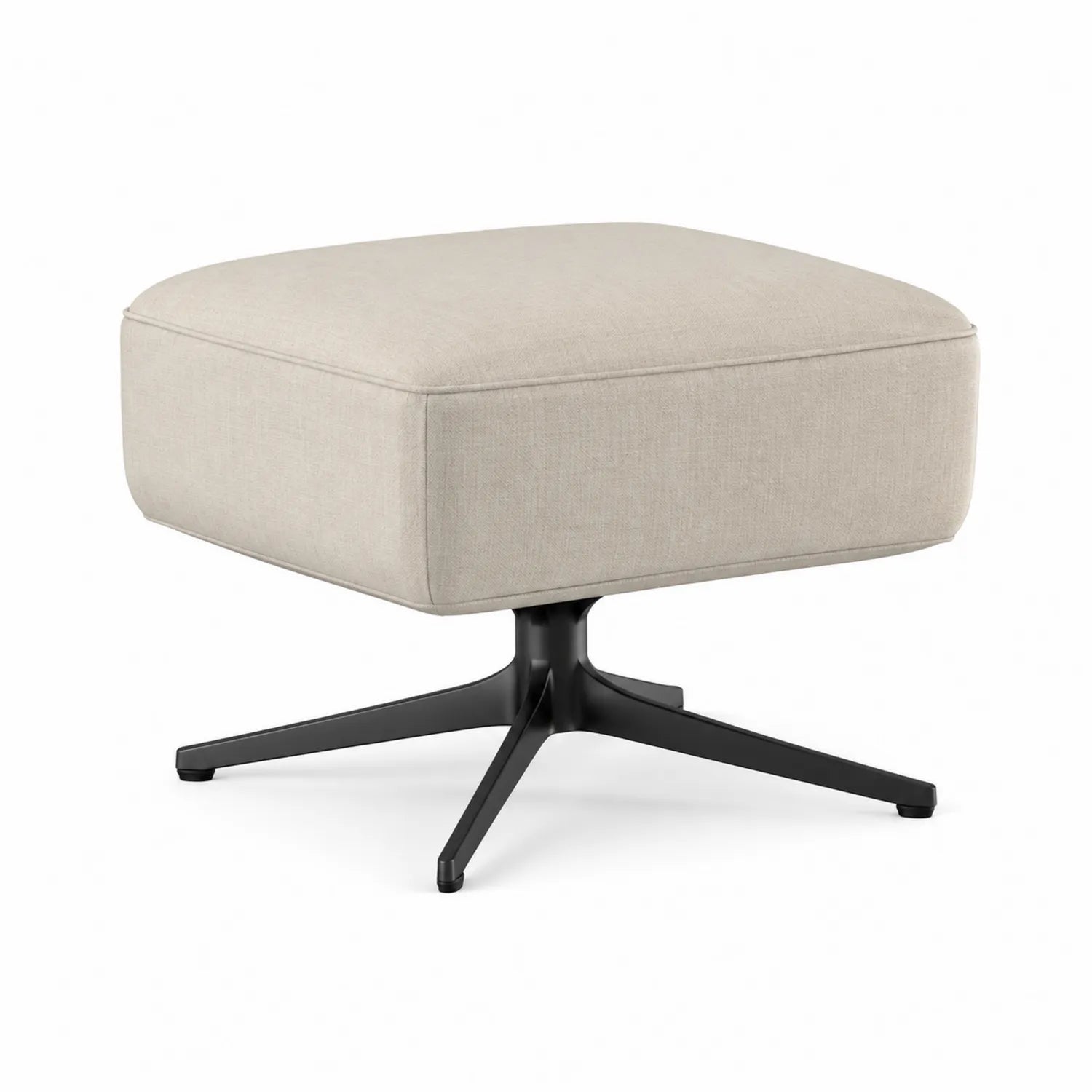 Pouf quadrato in tessuto con base in metallo
