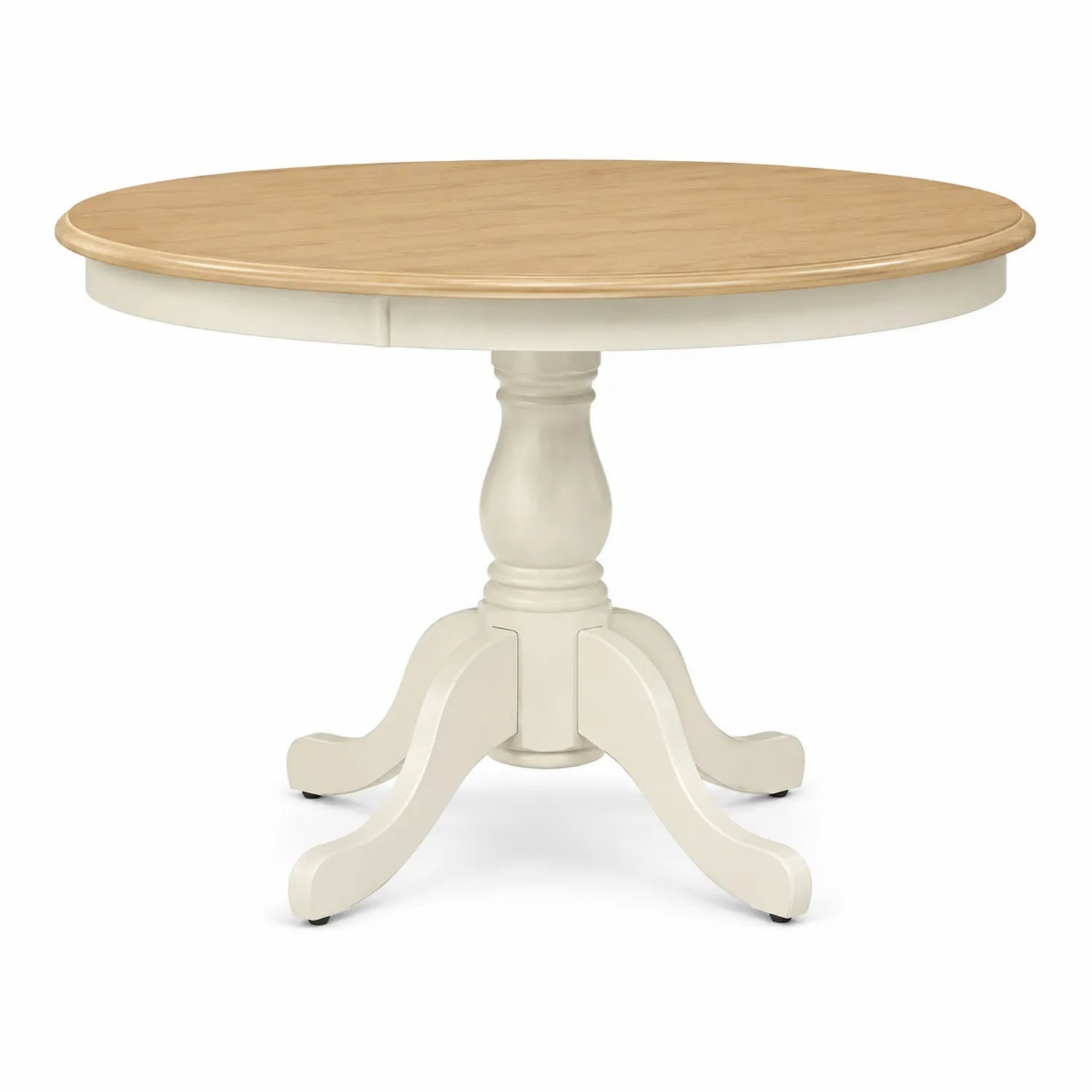 Tavolo da pranzo rotondo in MDF e legno 120 cm Bianco/Naturale