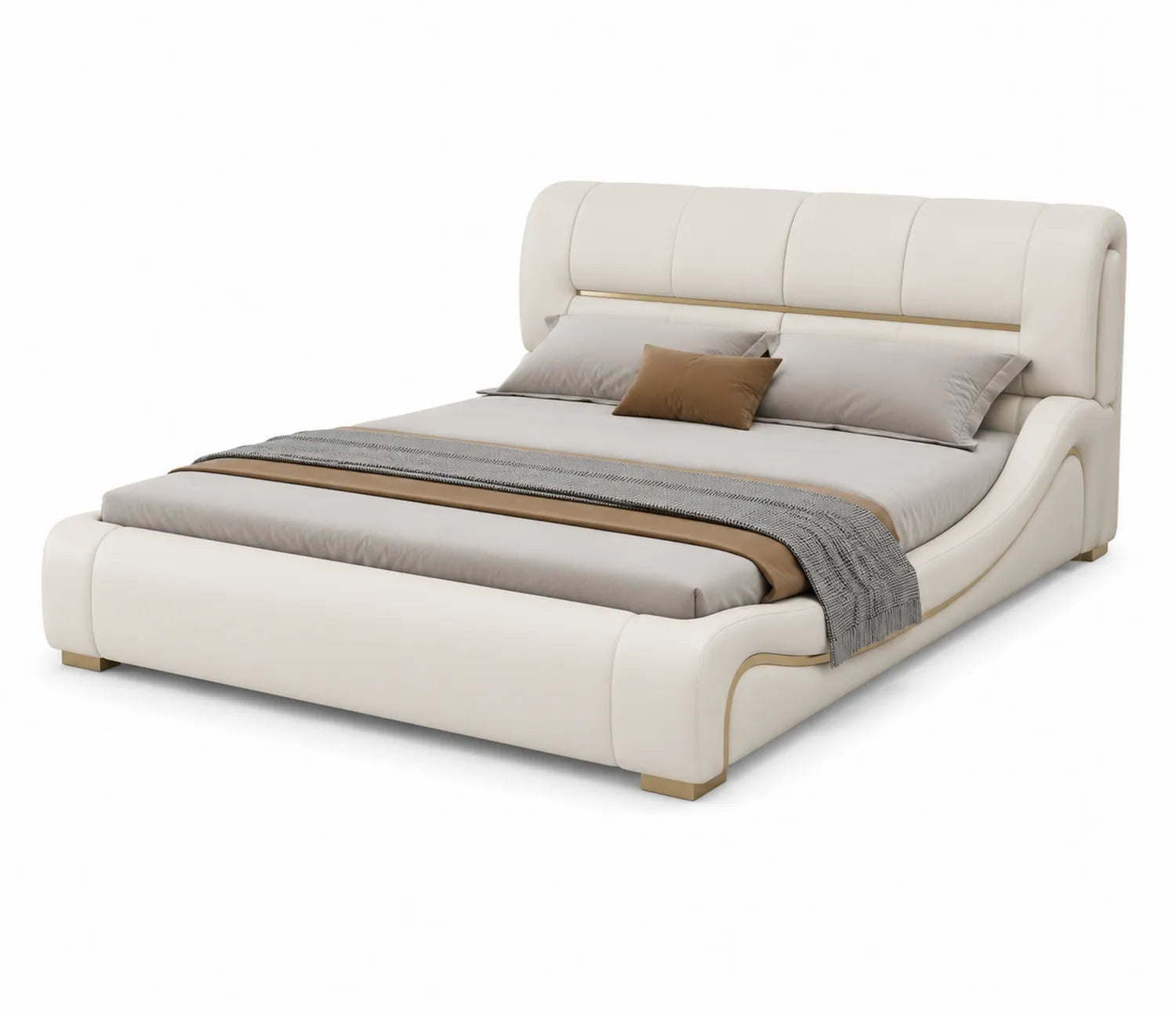 Letto Matrimoniale in Pelle Sintetica Bianco 200x160 cm