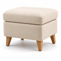 Pouf in Tessuto Beige con Gambe in Legno 45 cm