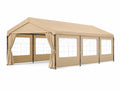 Gazebo da giardino con struttura in acciaio e finestre in PVC 600x300 cm Beige