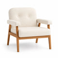 Poltrona in legno e tessuto crema 80x75x85 cm