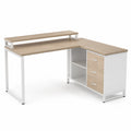 Scrivania angolare in MDF e metallo bianco con cassetti