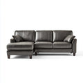 Sectional Sofa Set Faux Leather 220x85x90 cm - Dark Gray - Modern Design