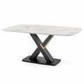 Tavolo da pranzo in marmo con base in metallo nero