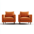 Armchair Set Velvet Upholstered 80x90x75 cm - Orange - Contemporary Style