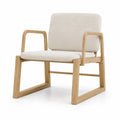 Sedia in Legno di Rovere con Seduta in Tessuto Beige
