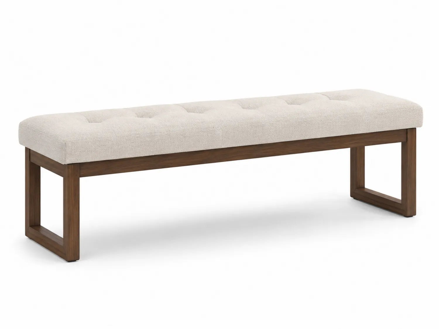 Panca in legno e tessuto beige 120x40x45 cm