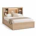 Letto Matrimoniale in Legno Chiaro con Spazio di Archiviazione