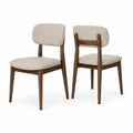 Set di 2 Sedie in Legno con Seduta in Ecopelle Beige