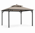 Gazebo da Giardino in Acciaio con Copertura in Poliestere Beige 300x300 cm