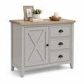 Credenza in MDF con 3 Cassetti e 1 Anta, Grigio, 90x80x40 cm