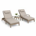 Set lettini in rattan sintetico beige con tavolino in vetro temperato