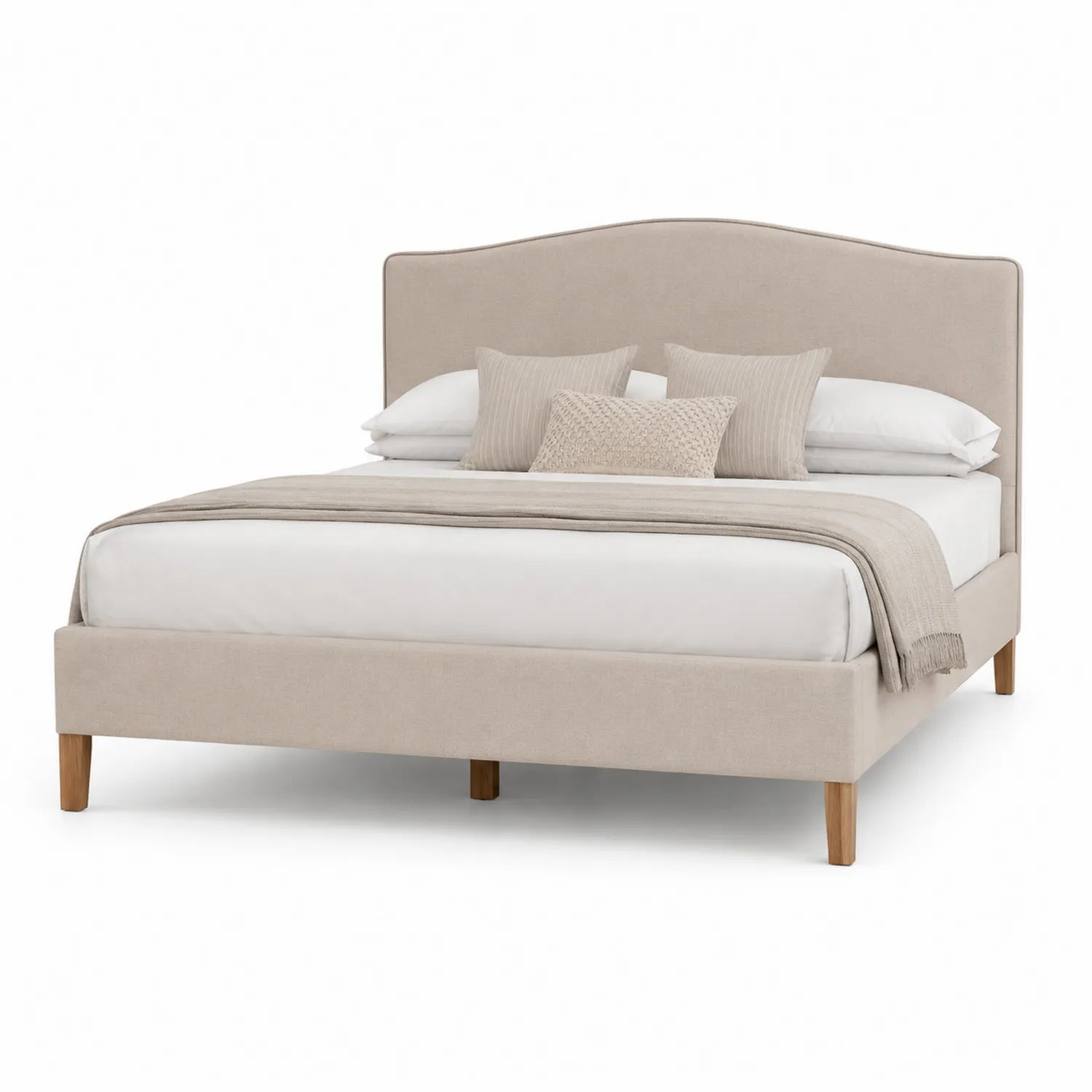 Letto matrimoniale imbottito in legno di rovere e poliestere