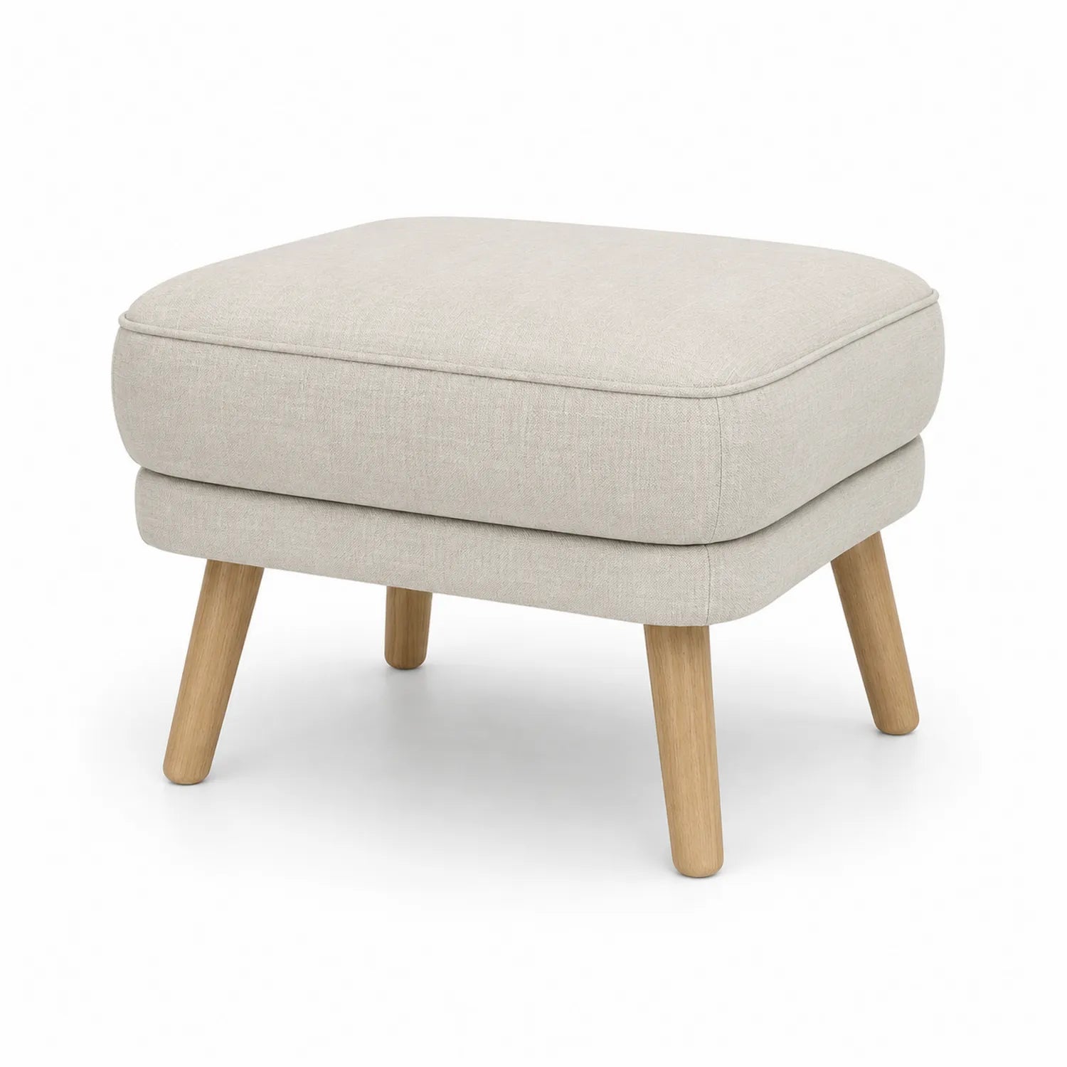 Pouf rettangolare in legno e lino beige