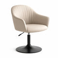 Sedia girevole in velluto beige con base in metallo nero