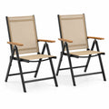 Set di 2 Sedie Pieghevoli in Alluminio e Textilene Antracite e Beige