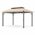 Gazebo in Acciaio e Poliestere Beige 300x300 cm