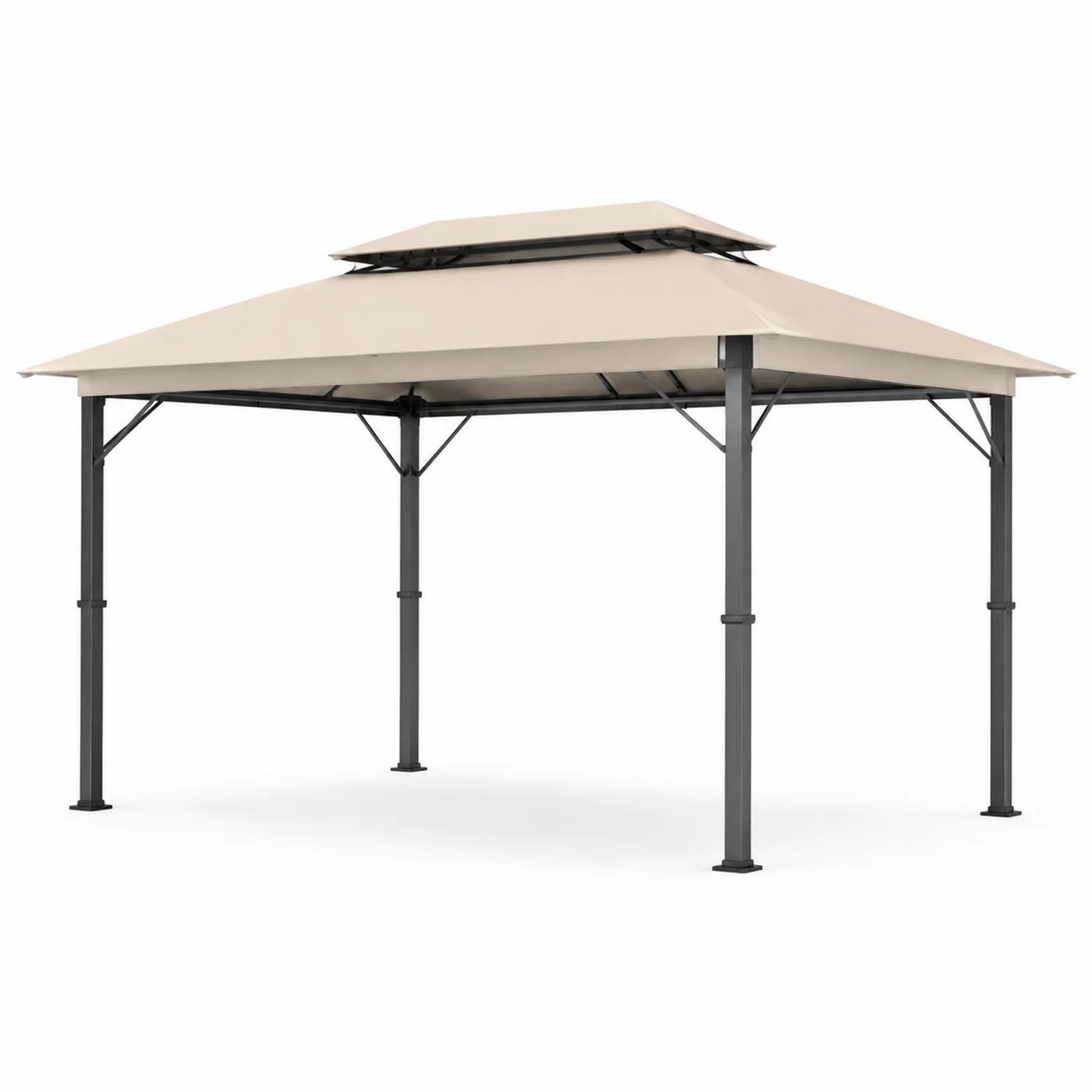 Gazebo in Acciaio e Poliestere Beige 300x300 cm