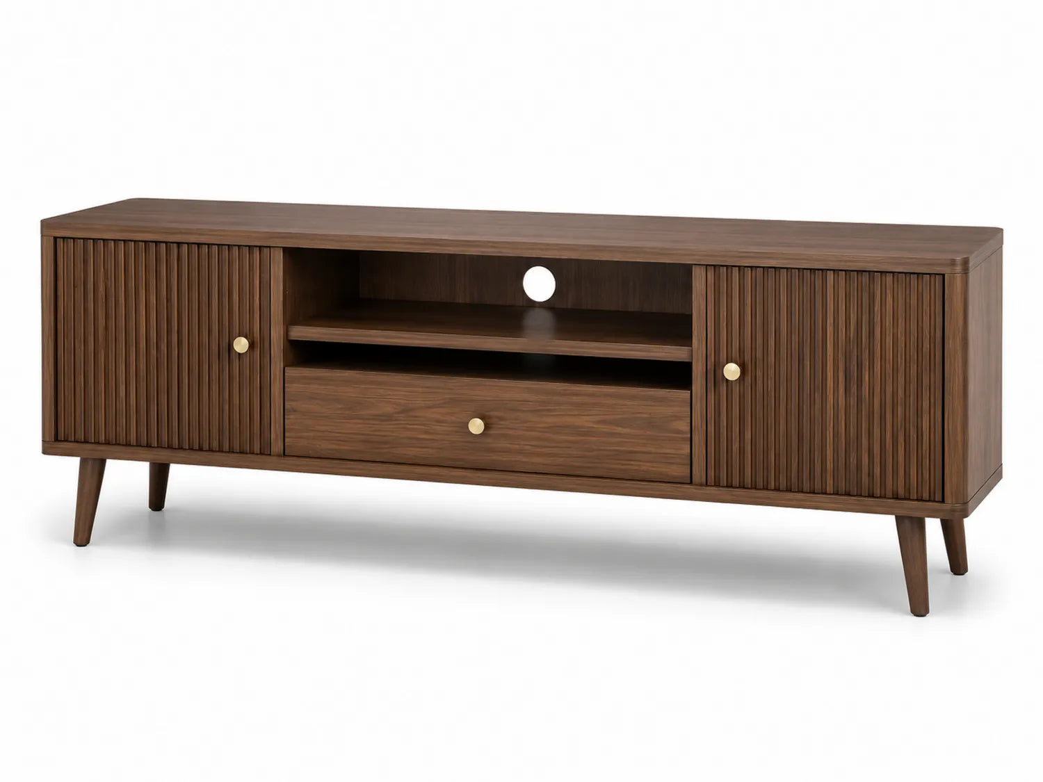 Mobile TV in legno di noce con scanalature 180x40x50 cm