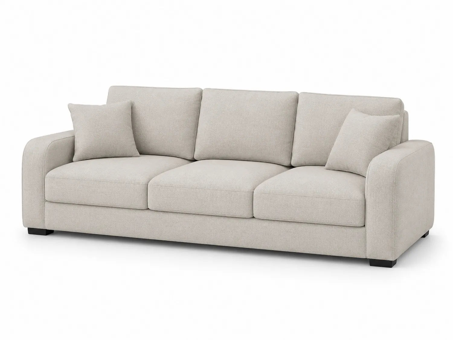 Divano 3 posti in tessuto beige con cuscini sfoderabili
