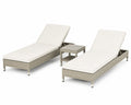Set di 2 Lettini in Rattan Sintetico con Tavolino e Cuscini