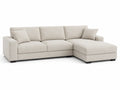 Divano ad angolo in tessuto poliestere crema con chaise longue
