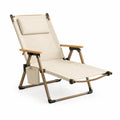 Sedia Pieghevole da Esterno in Legno, Alluminio e Tessuto Beige