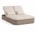 Lettino prendisole doppio in rattan con cuscini crema