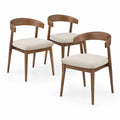 Set di 3 sedie in legno con seduta in tessuto