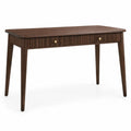Scrivania in Legno Massello con Cassetto e Maniglie Dorate 120x60x75 cm