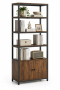 Scaffale Libreria in Legno e Metallo con Armadietto Inferiore 80x30x180 cm