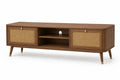 Mobile TV in legno e rattan con dettagli marroni