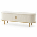 Mobile TV Ovale in Legno MDF e Metallo Beige
