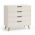 Cassettiera a Quattro Cassetti in Legno MDF e Massello Bianco