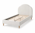 Letto singolo in tessuto con struttura in legno