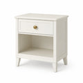 Comodino in legno con cassetto e ripiano bianco 40x30x60 cm
