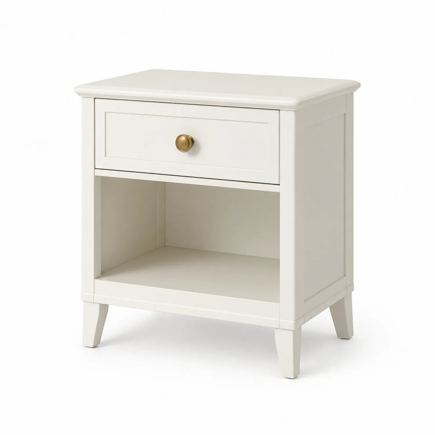Comodino in legno con cassetto e ripiano bianco 40x30x60 cm