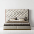Double Bed Upholstered Leather 200x150x100 cm - Beige - Modern Style