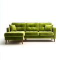 Sectional Sofa Velvet Upholstery 220x85x90 cm - Green - Mid-Century Modern