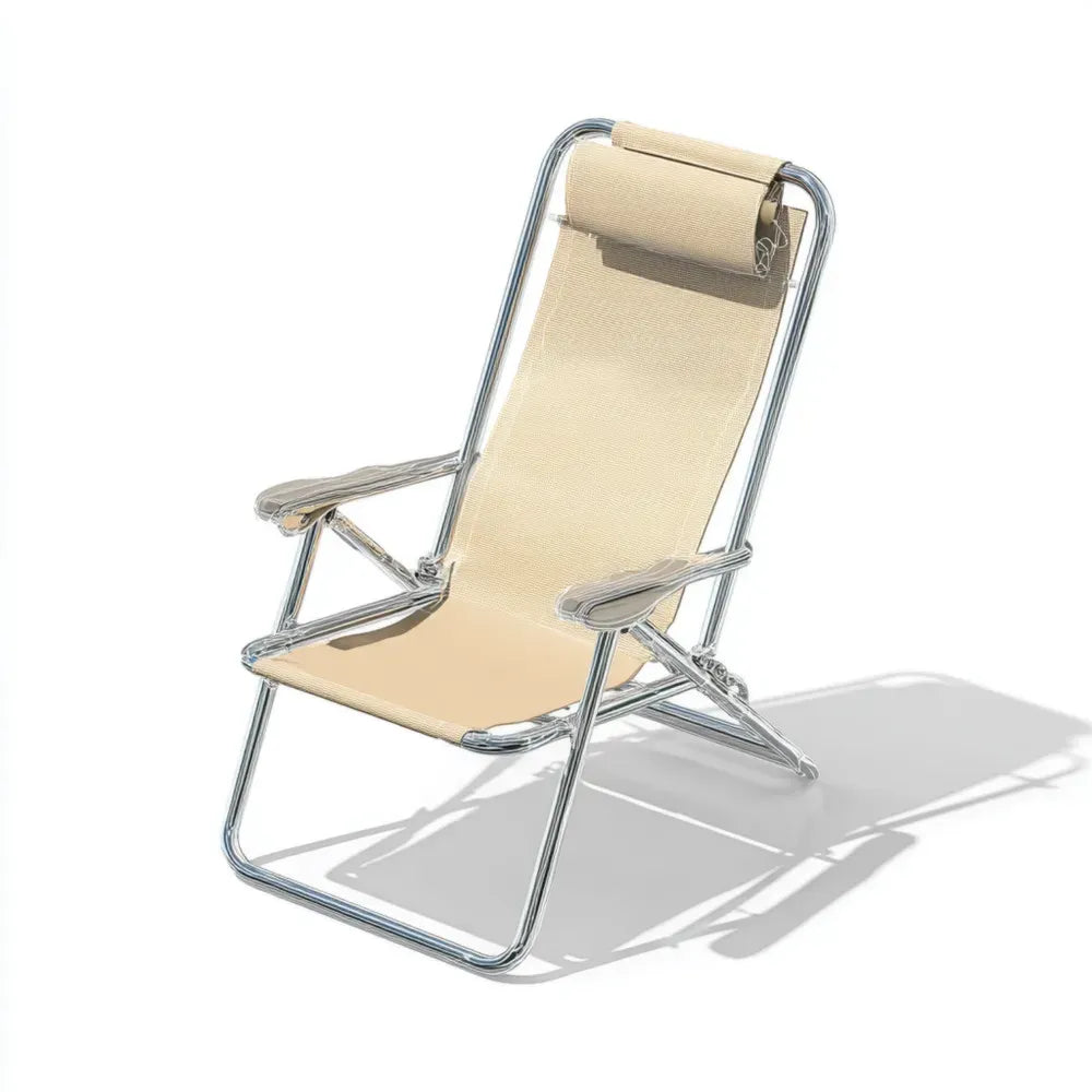 Patio Recliner Chair 58x60x90 cm Metal Frame Beige Fabric Adjustable
