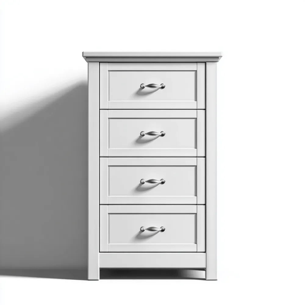 Chest of Drawers Wood 4-Drawer 90x40x100 cm - White - Classic Design