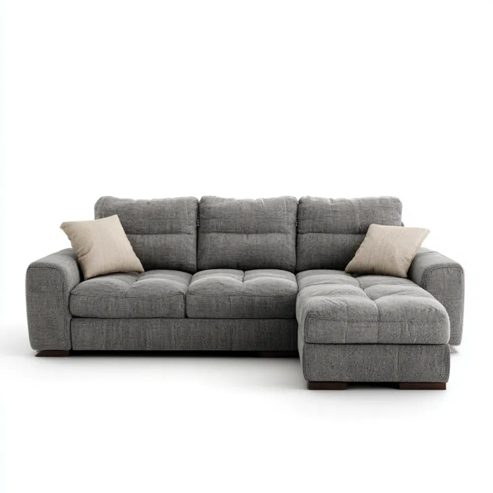 Sectional Fabric Sofa Set 250x150x85 cm - Light Gray - Contemporary Design