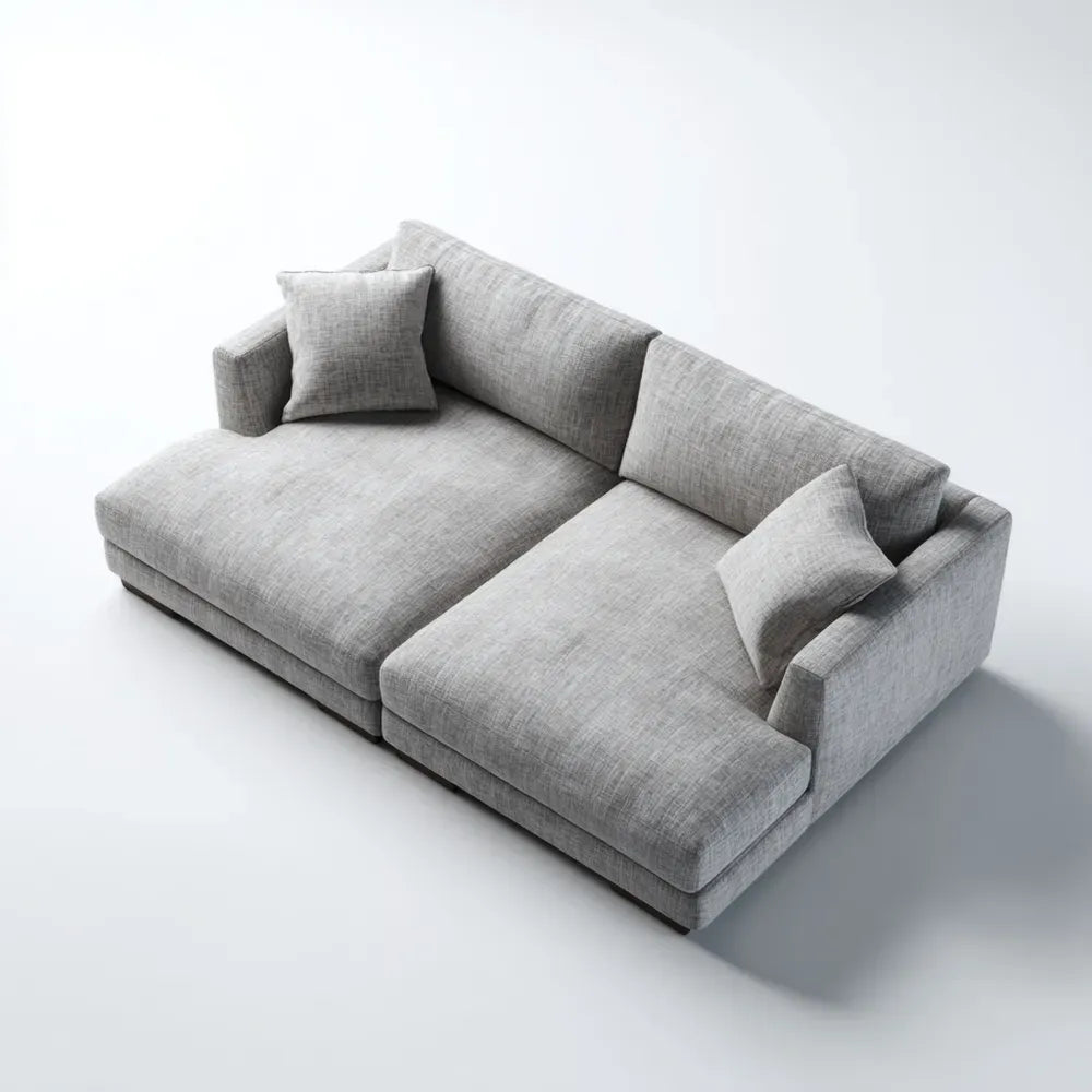 Sectional Sofa 200x85x75 cm Linen Upholstery - Light Gray - Modern Design