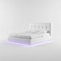 Double Bed Faux Leather 200x160x50 cm - White - Modern Style with LED Lighting