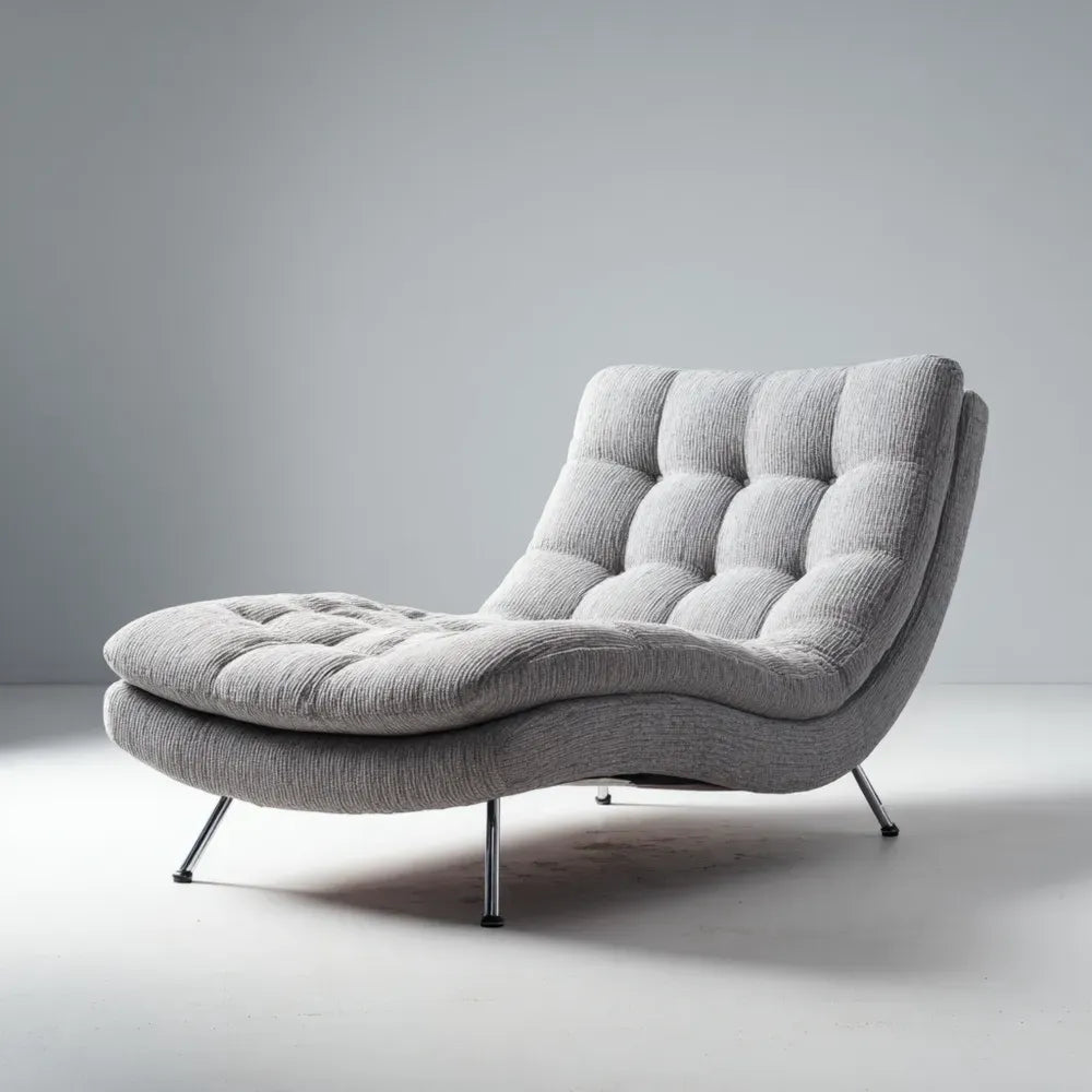Chaise Lounge Fabric Upholstery 180x90x80 cm - Light Gray - Contemporary Design