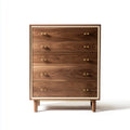 Chest of Drawers Walnut Wood with Brass Handles - 100x120x45 cm - Mid-Century Modern Design